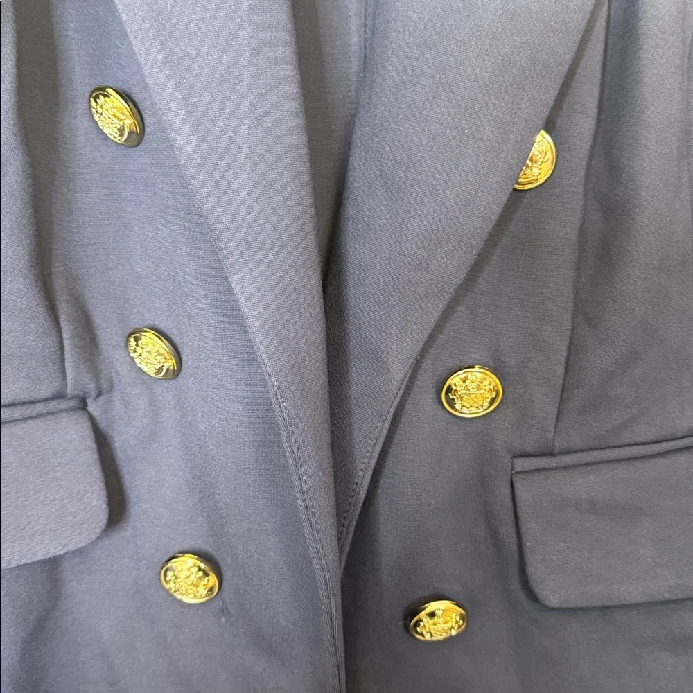 On 34th Faux Double Breasted Ponte Knit Blazer Navy Blue 1X - Picture 8 of 12